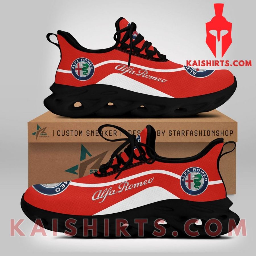 Alfa Romeo Car logo Clunky Maxsoul Sneaker - Red White Color, Waves Pattern's Product Pictures - Kaishirts.com