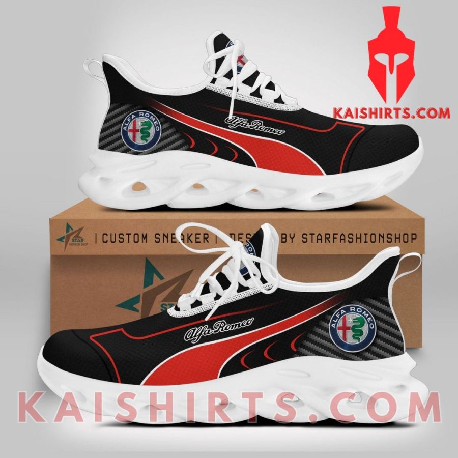 Alfa Romeo Car Style 3 Clunky Maxsoul Sneaker - Black Red Color, Waves Pattern's Product Pictures - Kaishirts.com