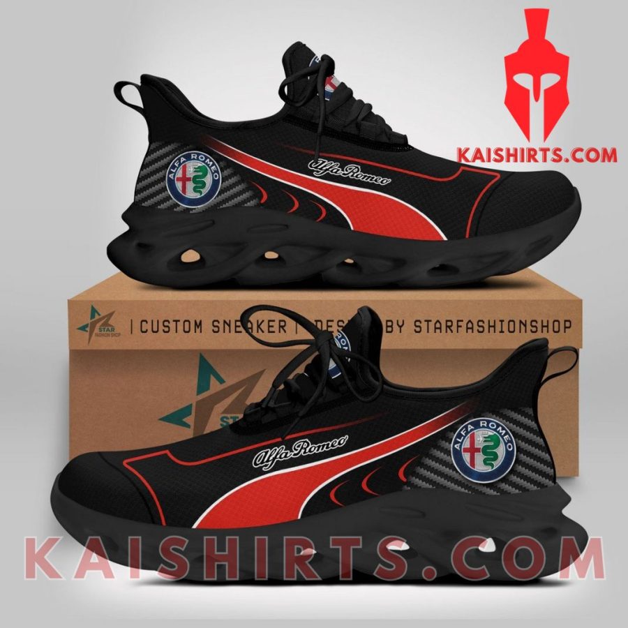 Alfa Romeo Car Style 3 Clunky Maxsoul Sneaker - Black Red Color, Waves Pattern's Product Pictures - Kaishirts.com