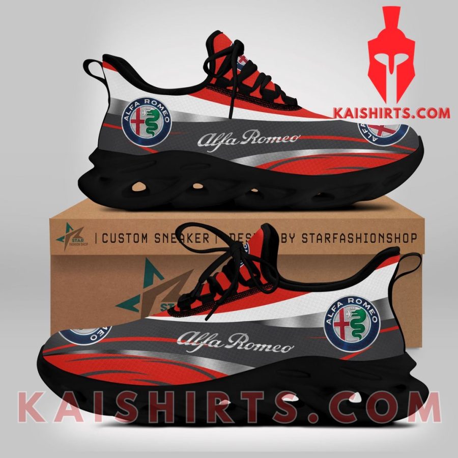 Alfa Romeo Car Style 7 Clunky Maxsoul Sneaker - Red Grey Color, Directional Pattern's Product Pictures - Kaishirts.com