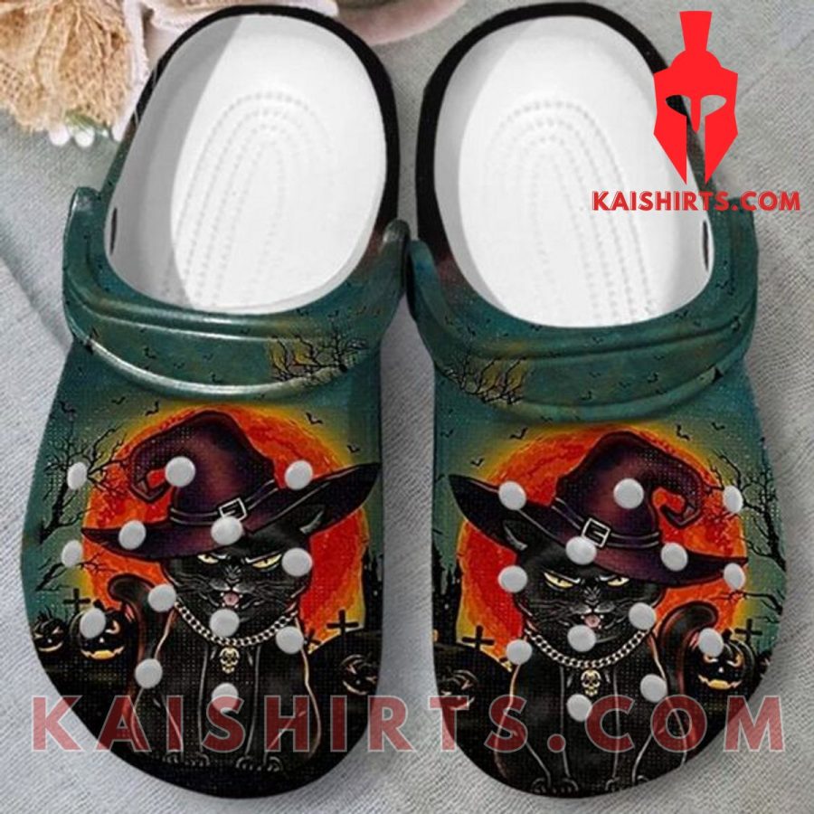 Angry Black Cat At Night Shoes Crocs Clogs Halloween Gifts's Product Pictures - Kaishirts.com