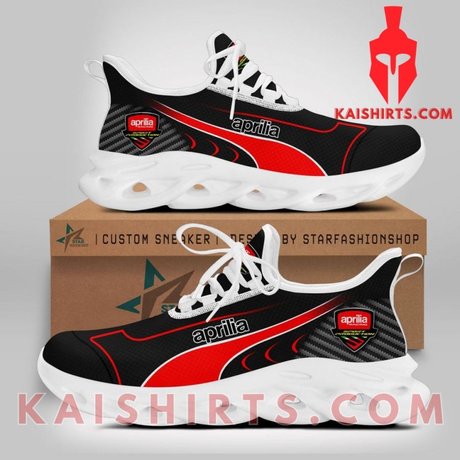 Aprilia Car Style 1 Custom Name Clunky Maxsoul Sneaker - Black, Red Wide Line Pattern's Product Pictures - Kaishirts.com