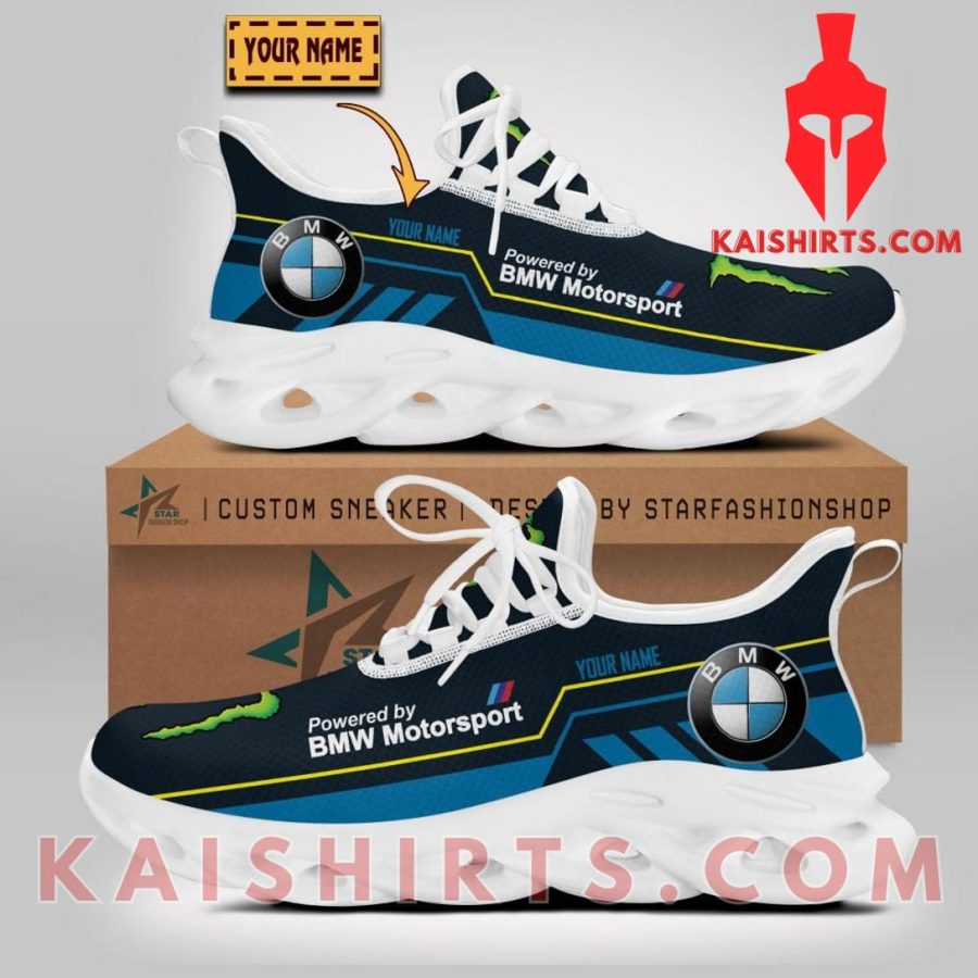 BMW Motorsport Car Style 1 Monster Engergy Custom Name Clunky Maxsoul Sneaker - Blue, Black Three Stripes Pattern's Product Pictures - Kaishirts.com