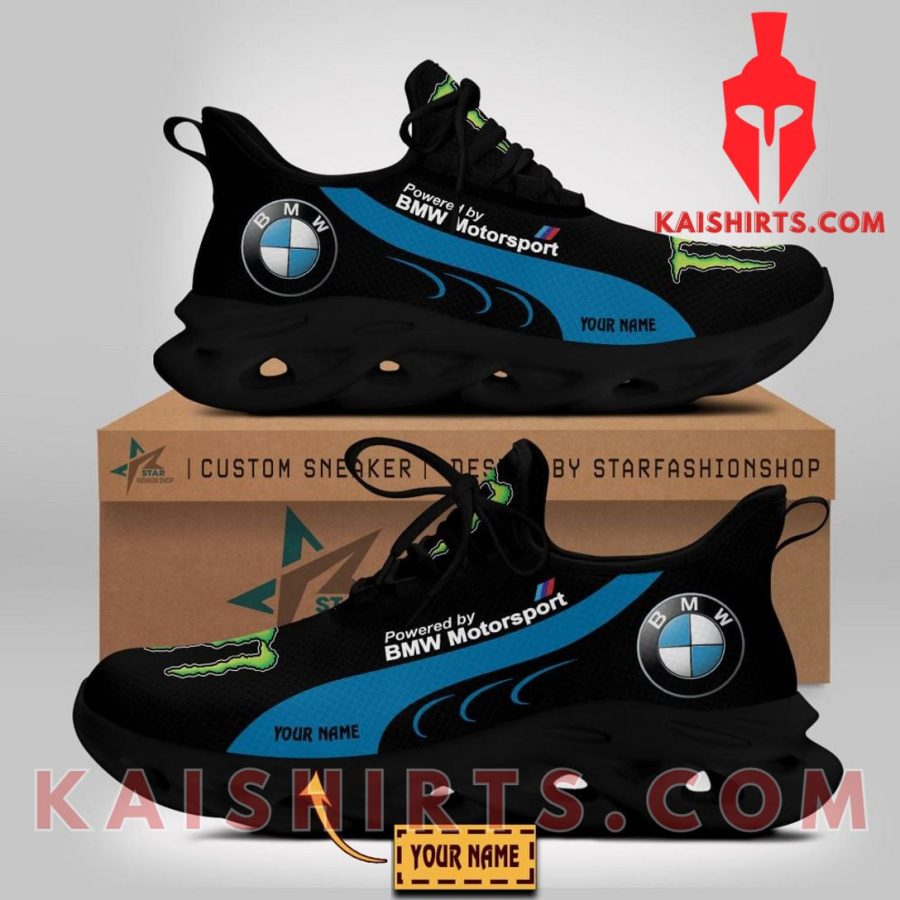 BMW Motorsport Car Style 2 Monster Engergy Custom Name Clunky Maxsoul Sneaker - Blue, Black Wide Line Pattern's Product Pictures - Kaishirts.com