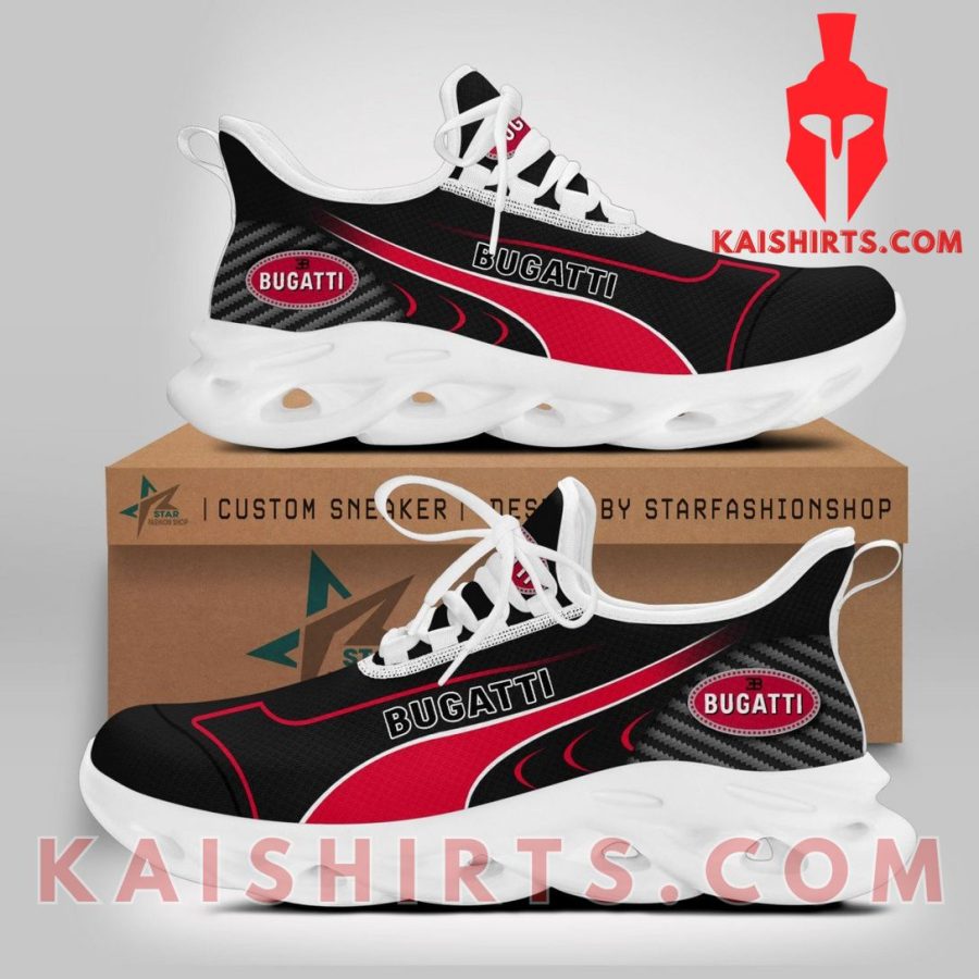 Bugati Car Custom Name Clunky Maxsoul Sneaker - Red, Black Wide Line Pattern's Product Pictures - Kaishirts.com
