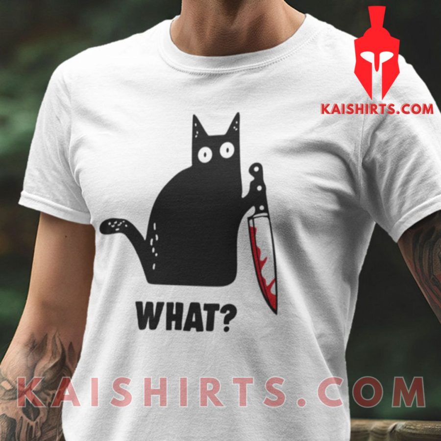 Cat What Bloody Knife Halloween T Shirt's Product Pictures - Kaishirts.com