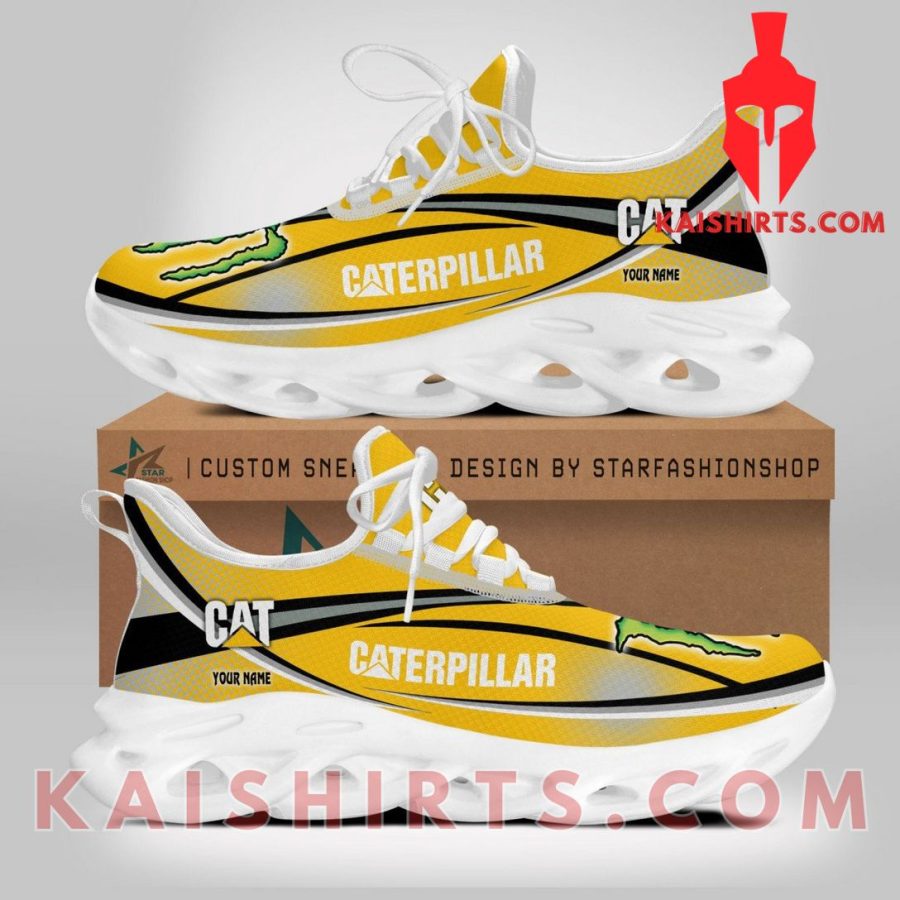 Caterpillar Inc Equipment Monster Engergy Style 3 Custom Name Clunky Maxsoul Sneaker - Yellow, Black Directional Pattern's Product Pictures - Kaishirts.com