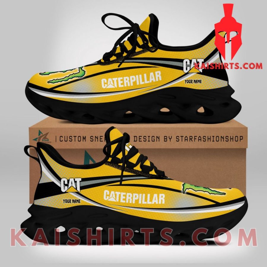 Caterpillar Inc Equipment Monster Engergy Style 3 Custom Name Clunky Maxsoul Sneaker - Yellow, Black Directional Pattern's Product Pictures - Kaishirts.com