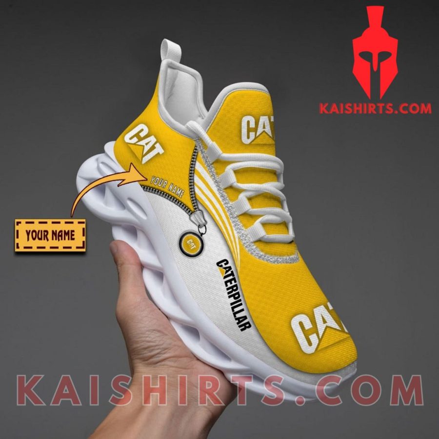 Caterpillar Inc Equipment Style 2 Custom Name Clunky Maxsoul Sneaker - Yellow, White Three lines Pattern's Product Pictures - Kaishirts.com