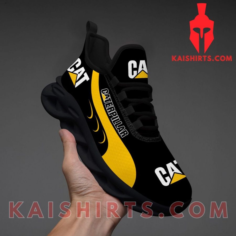 Caterpillar Inc Equipment Style 3 Custom Name Clunky Maxsoul Sneaker - Yellow, Black Wide Line Pattern's Product Pictures - Kaishirts.com