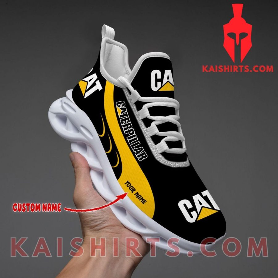 Caterpillar Inc Equipment Style 4 Custom Name Clunky Maxsoul Sneaker - Yellow, Black Wide Line Pattern's Product Pictures - Kaishirts.com