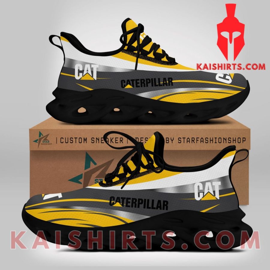 Caterpillar Inc Equipment Style 8 Custom Name Clunky Maxsoul Sneaker - Grey, Yellow Animal Print Pattern's Product Pictures - Kaishirts.com