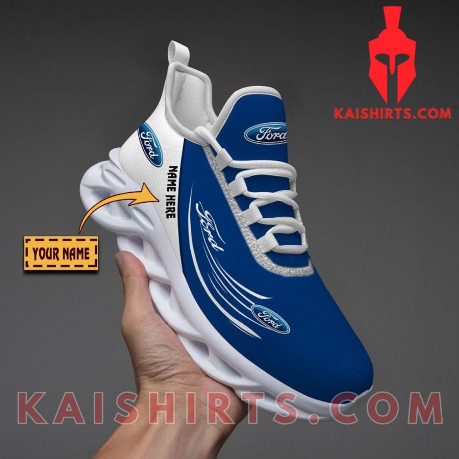 Ford Car Style 1 Custom Name Clunky Maxsoul Sneaker - White, Blue Directional Pattern's Product Pictures - Kaishirts.com