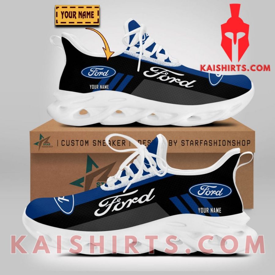 Ford Car Style 2 Custom Name Clunky Maxsoul Sneaker - Blue, Black Three Stripe Pattern's Product Pictures - Kaishirts.com