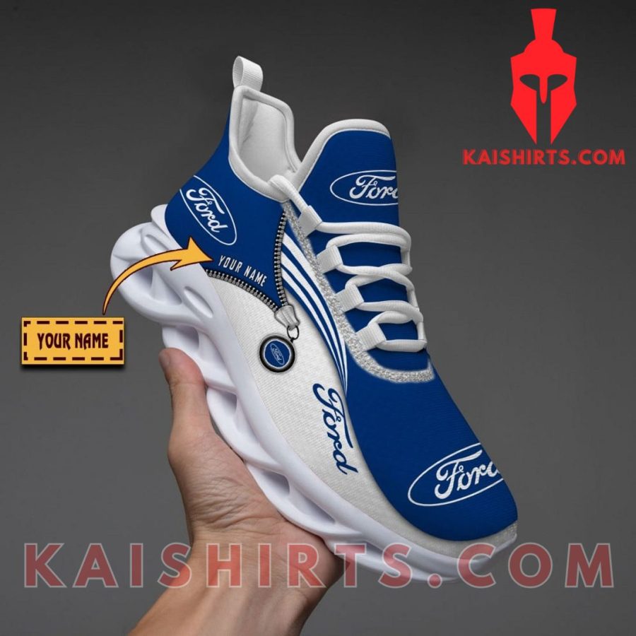Ford Car Style 3 Custom Name Clunky Maxsoul Sneaker - White, Blue Three Lines Pattern's Product Pictures - Kaishirts.com