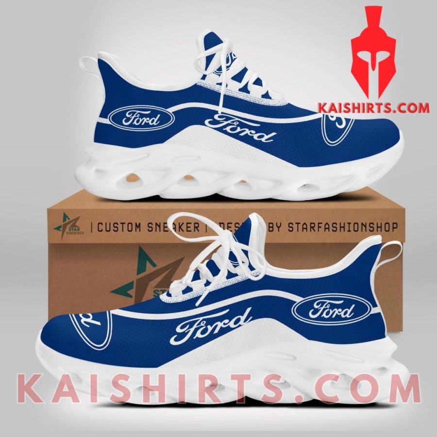 Ford Car Style 5 Custom Name Clunky Maxsoul Sneaker - White, Blue curve line Pattern's Product Pictures - Kaishirts.com