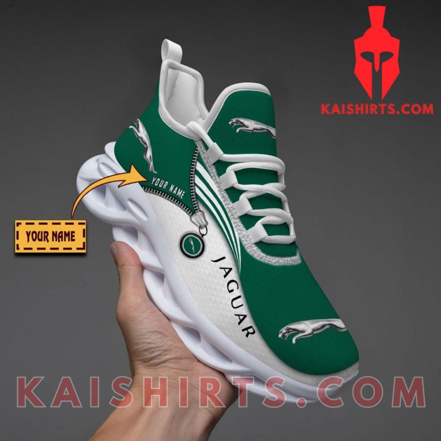 Jaguar Cars Car Style 2 Custom Name Clunky Maxsoul Sneaker - Green, White Three Lines Pattern's Product Pictures - Kaishirts.com