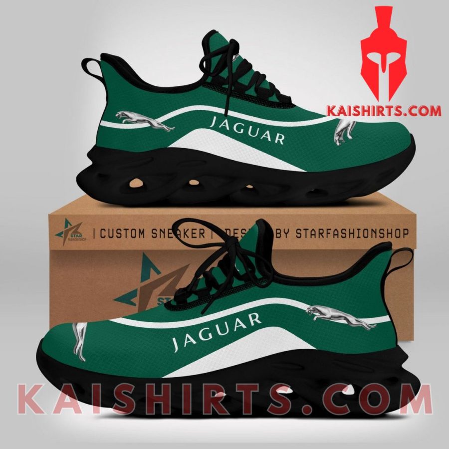 Jaguar Cars Car Style 6 Custom Name Clunky Maxsoul Sneaker - Green, White Curve Line Pattern's Product Pictures - Kaishirts.com