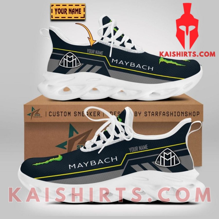 Maybach Car Monster Engergy Style 1 Custom Name Clunky Maxsoul Sneaker - Grey Black Three Stripe Pattern's Product Pictures - Kaishirts.com