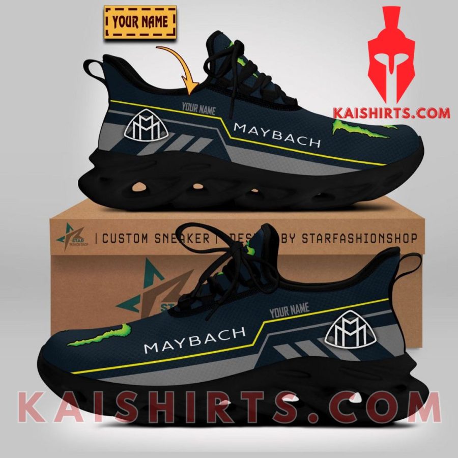 Maybach Car Monster Engergy Style 1 Custom Name Clunky Maxsoul Sneaker - Grey Black Three Stripe Pattern's Product Pictures - Kaishirts.com
