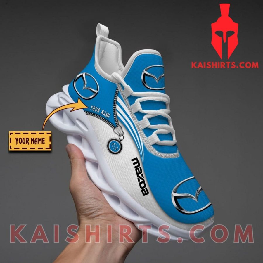 Mazda Car Style 2 Custom Name Clunky Maxsoul Sneaker - Blue White Three Lines Pattern's Product Pictures - Kaishirts.com
