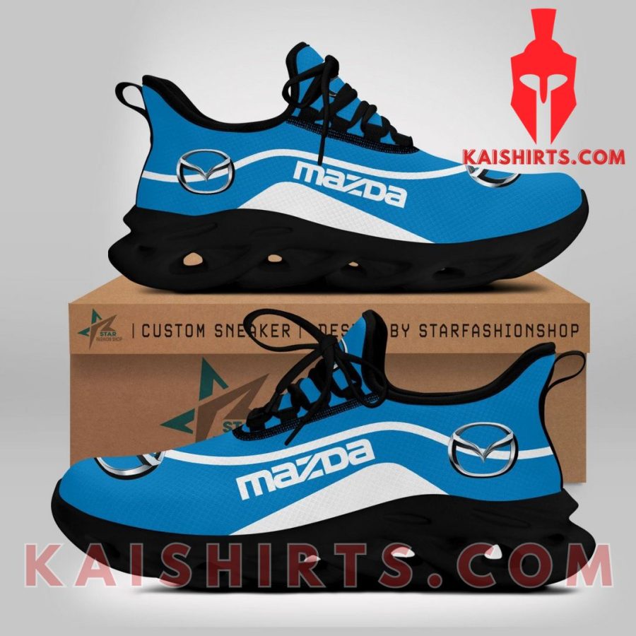 Mazda Car Style 4 Custom Name Clunky Maxsoul Sneaker - White Blue Curves Line Pattern's Product Pictures - Kaishirts.com