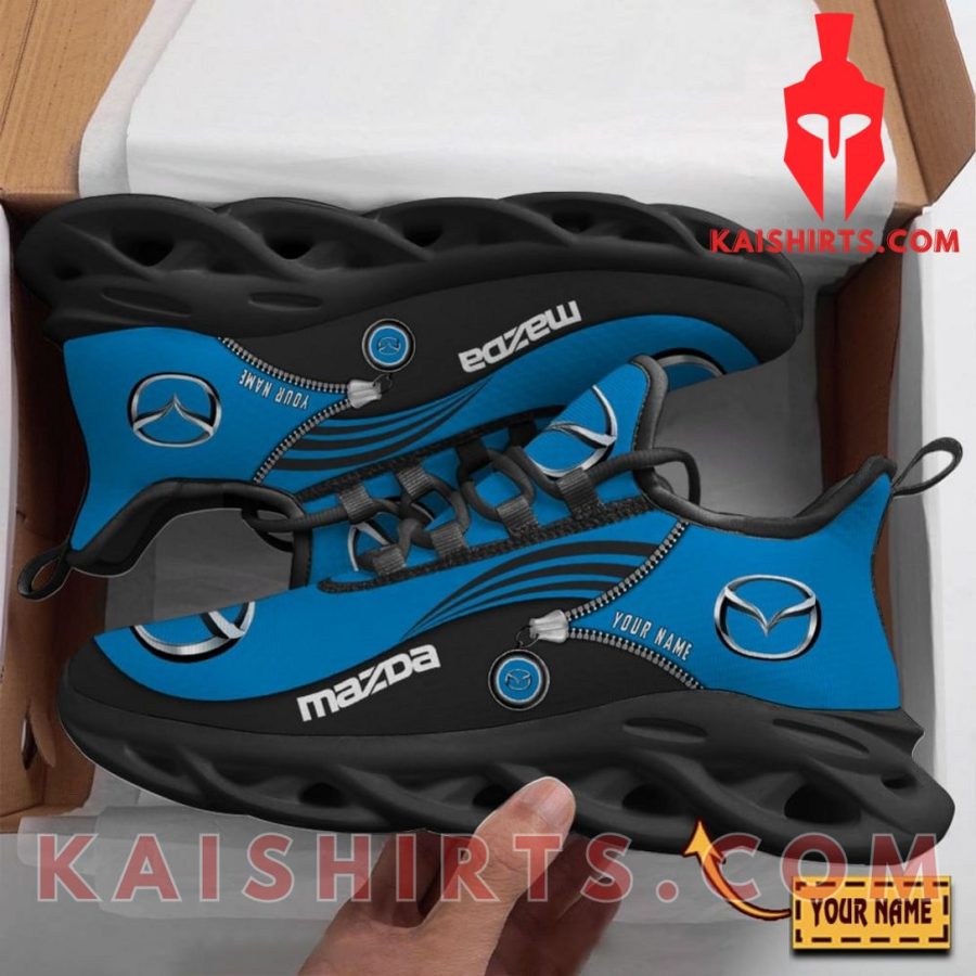 Mazda Car Style 8 Custom Name Clunky Maxsoul Sneaker - Blue Black Three Lines Pattern's Product Pictures - Kaishirts.com