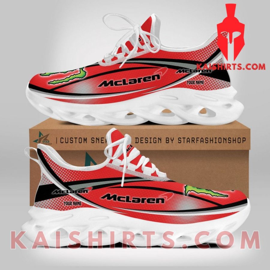 McLaren Car Monster Energy Style 3 Custom Name Clunky Maxsoul Sneaker - Red Black Directional Pattern's Product Pictures - Kaishirts.com