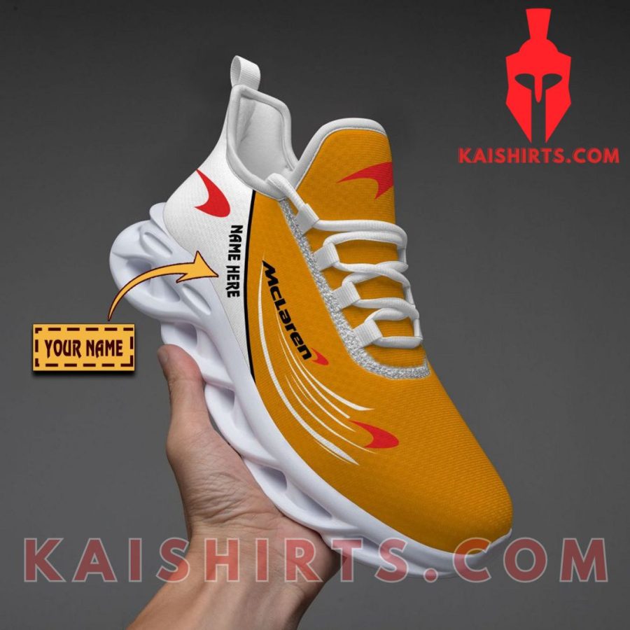 Mclaren Car Style 1 Custom Name Clunky Maxsoul Sneaker - Orange White Curves Line Pattern's Product Pictures - Kaishirts.com