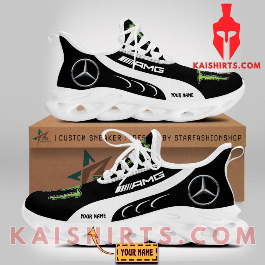 Mercedes-AMG Car Monster Energy Style 2 Custom Name Clunky Maxsoul Sneaker - White Black Wide Line Pattern's Product Pictures - Kaishirts.com