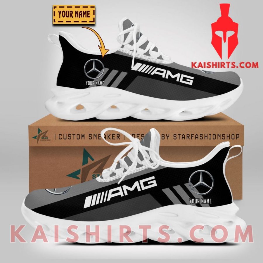 Mercedes-AMG Car Style 1 Custom Name Clunky Maxsoul Sneaker - Grey Black Three Stripe Pattern's Product Pictures - Kaishirts.com