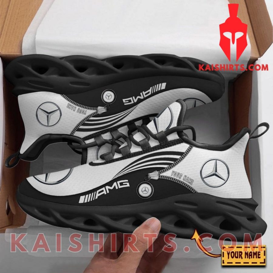 Mercedes-AMG Car Style 8 Custom Name Clunky Maxsoul Sneaker - White Black Three Lines Pattern's Product Pictures - Kaishirts.com