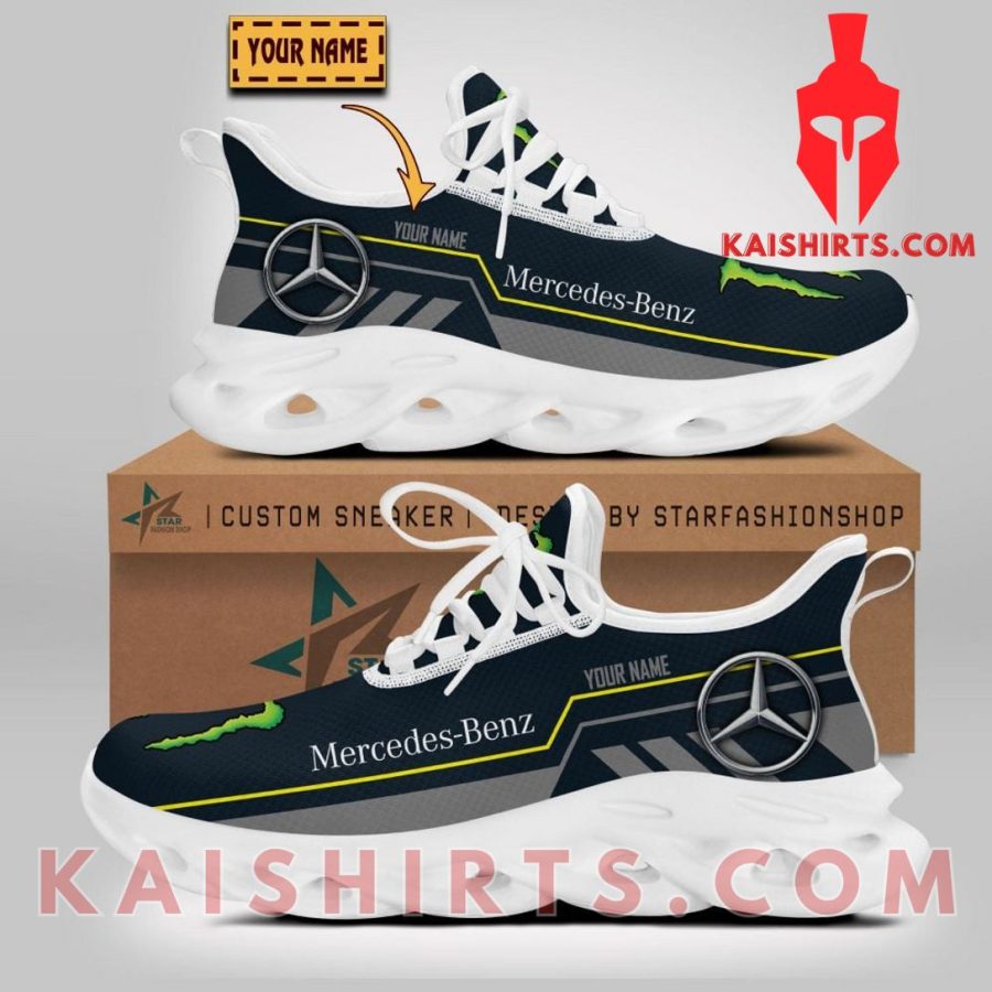 Mercedes-Benz Car Monster Energy Style 4 Custom Name Clunky Maxsoul Sneaker - Grey Black Three Stripe Pattern's Product Pictures - Kaishirts.com