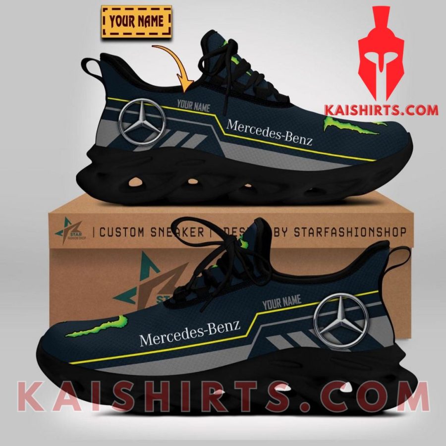 Mercedes-Benz Car Monster Energy Style 4 Custom Name Clunky Maxsoul Sneaker - Grey Black Three Stripe Pattern's Product Pictures - Kaishirts.com