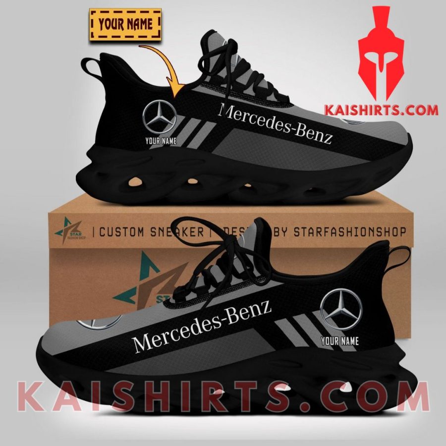 Mercedes-Benz Car Style 17 Custom Name Clunky Maxsoul Sneaker - Grey Black Three Stripe Pattern's Product Pictures - Kaishirts.com