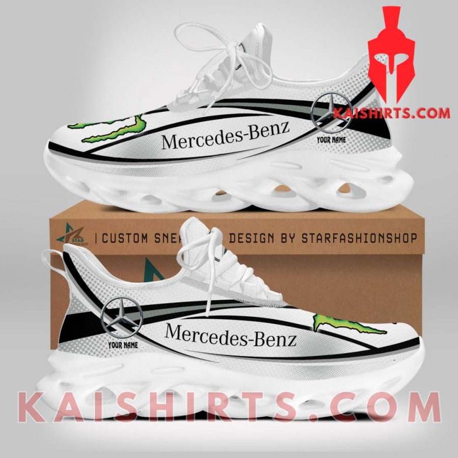 Mercedes-Benz White Car Monster Energy Style 4 Custom Name Clunky Maxsoul Sneaker - White Black Directional Pattern's Product Pictures - Kaishirts.com