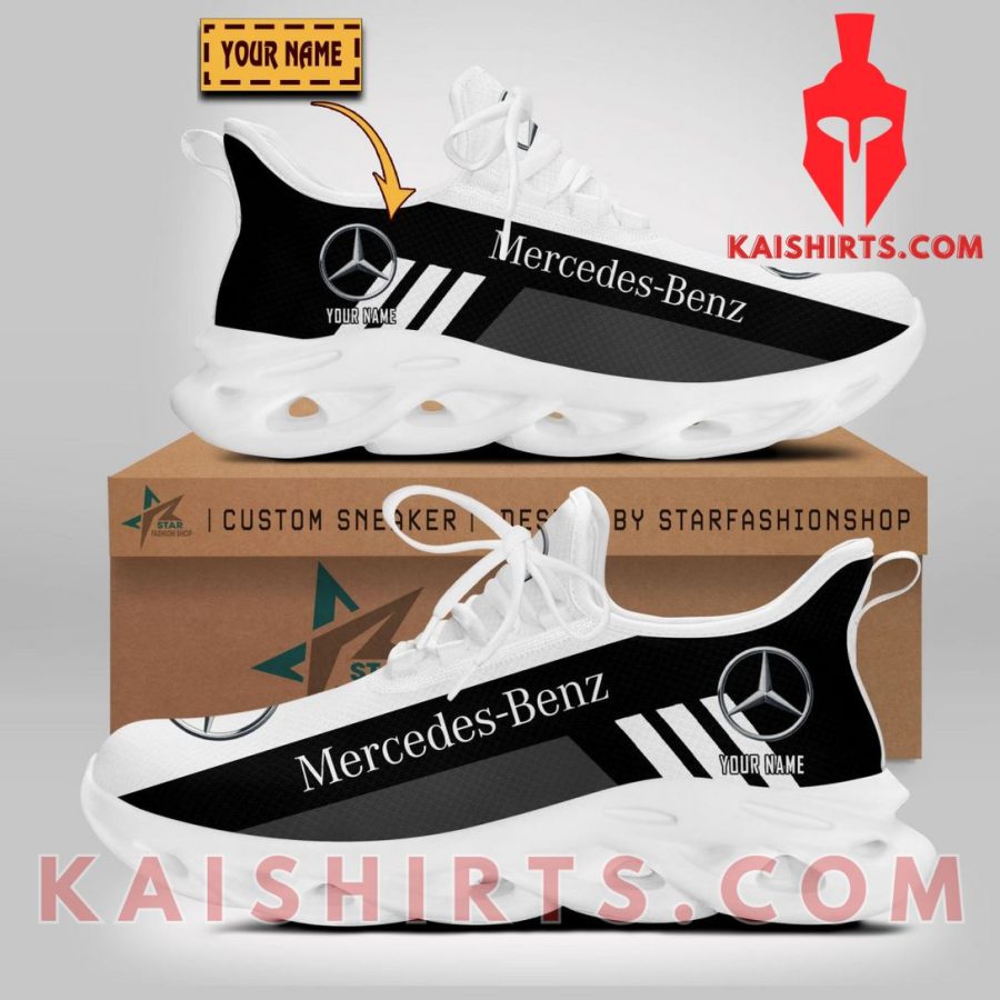 Mercedes-Benz White Car Style 10 Custom Name Clunky Maxsoul Sneaker - White Black Three Stripe Pattern's Product Pictures - Kaishirts.com