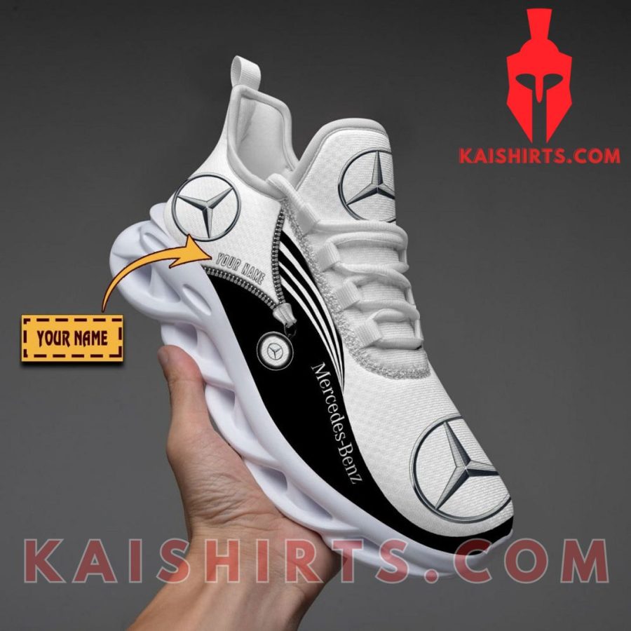 Mercedes-Benz White Car Style 11 Custom Name Clunky Maxsoul Sneaker - White Black Three line Pattern's Product Pictures - Kaishirts.com