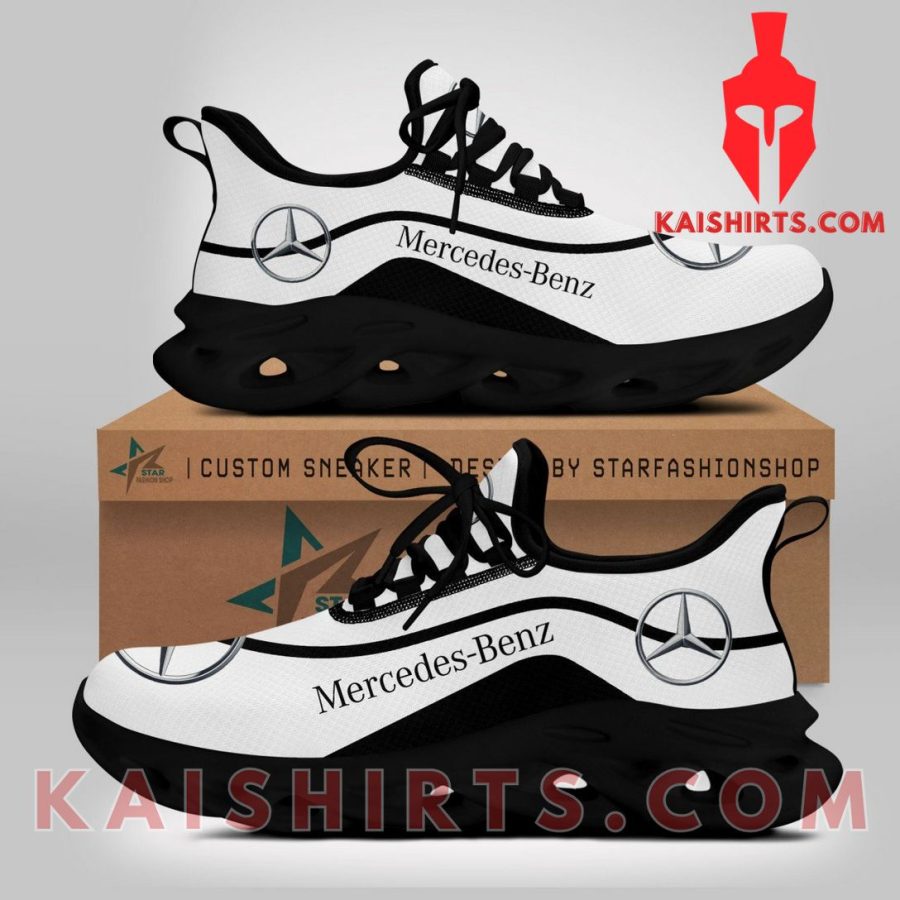 Mercedes-Benz White Car Style 12 Custom Name Clunky Maxsoul Sneaker - White Black Curve line Pattern's Product Pictures - Kaishirts.com