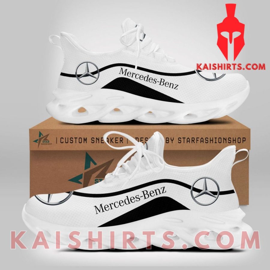 Mercedes-Benz White Car Style 12 Custom Name Clunky Maxsoul Sneaker - White Curve line Pattern's Product Pictures - Kaishirts.com