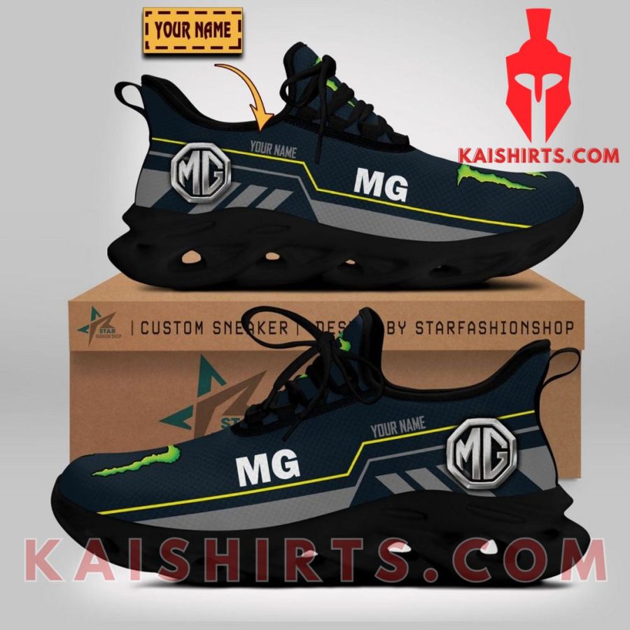 MG Car Car Monster Energy Style 1 Custom Name Clunky Maxsoul Sneaker - Grey Black Three Stripe Pattern's Product Pictures - Kaishirts.com