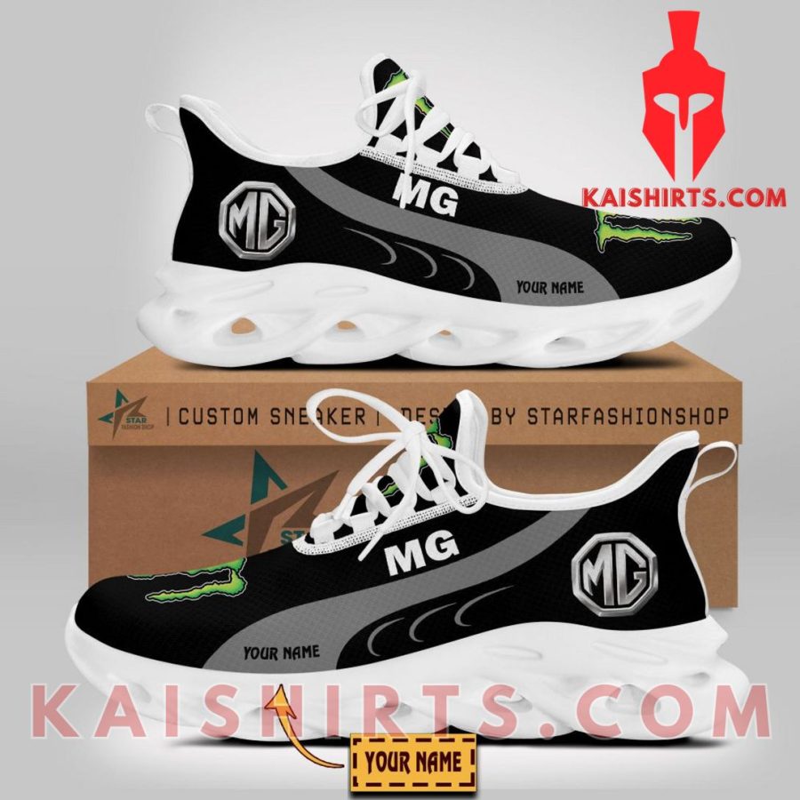 MG Car Car Monster Energy Style 2 Custom Name Clunky Maxsoul Sneaker - Grey Black Wide Line Pattern's Product Pictures - Kaishirts.com