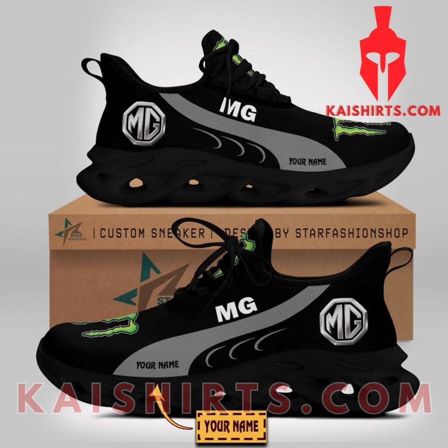 MG Car Car Monster Energy Style 2 Custom Name Clunky Maxsoul Sneaker - Grey Black Wide Line Pattern's Product Pictures - Kaishirts.com