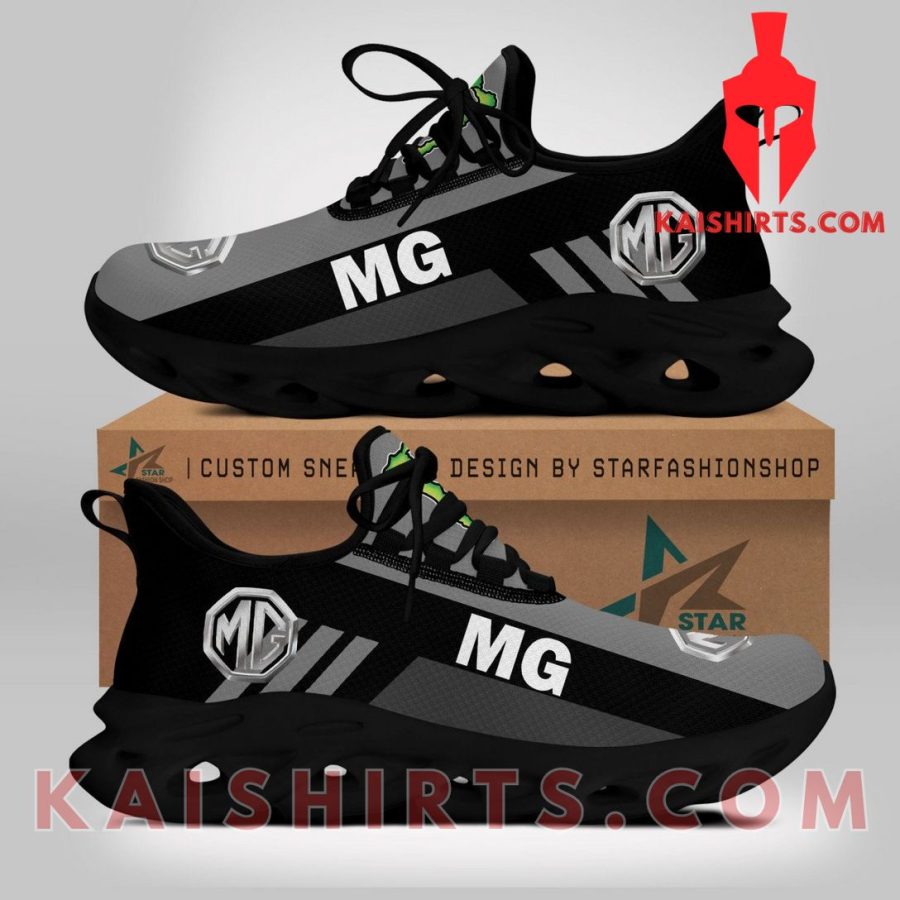 MG Car Car Style 1 Custom Name Clunky Maxsoul Sneaker - Grey Black Three Stripe Pattern's Product Pictures - Kaishirts.com