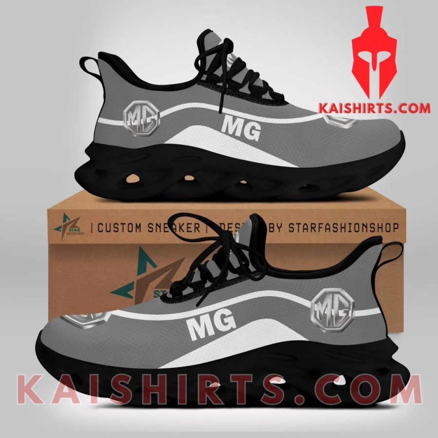 MG Car Car Style 4 Custom Name Clunky Maxsoul Sneaker - Grey White Curve Line Pattern's Product Pictures - Kaishirts.com