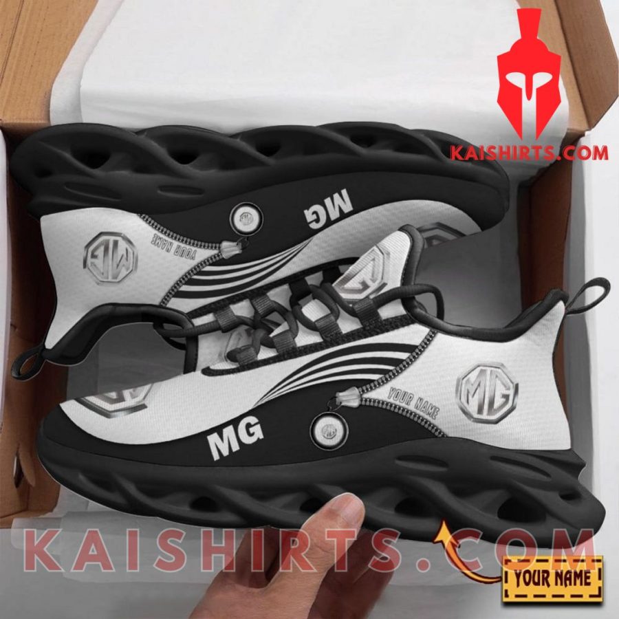 MG Car Car Style 8 Custom Name Clunky Maxsoul Sneaker - White Black Three Line Pattern's Product Pictures - Kaishirts.com