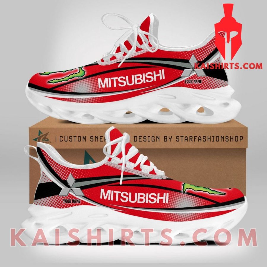 Mitsubishi Car Monster Energy Style 4 Custom Name Clunky Maxsoul Sneaker - Red Directional Pattern's Product Pictures - Kaishirts.com