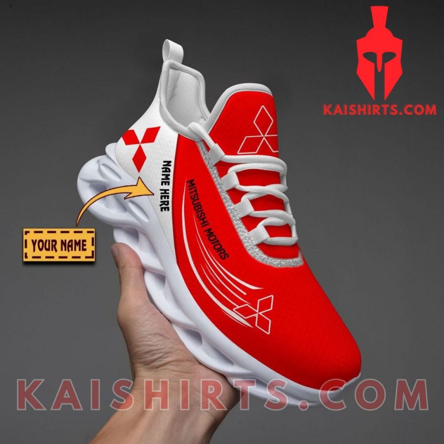 Mitsubishi Car Style 3 Custom Name Clunky Maxsoul Sneaker - Red White Three Line Pattern's Product Pictures - Kaishirts.com