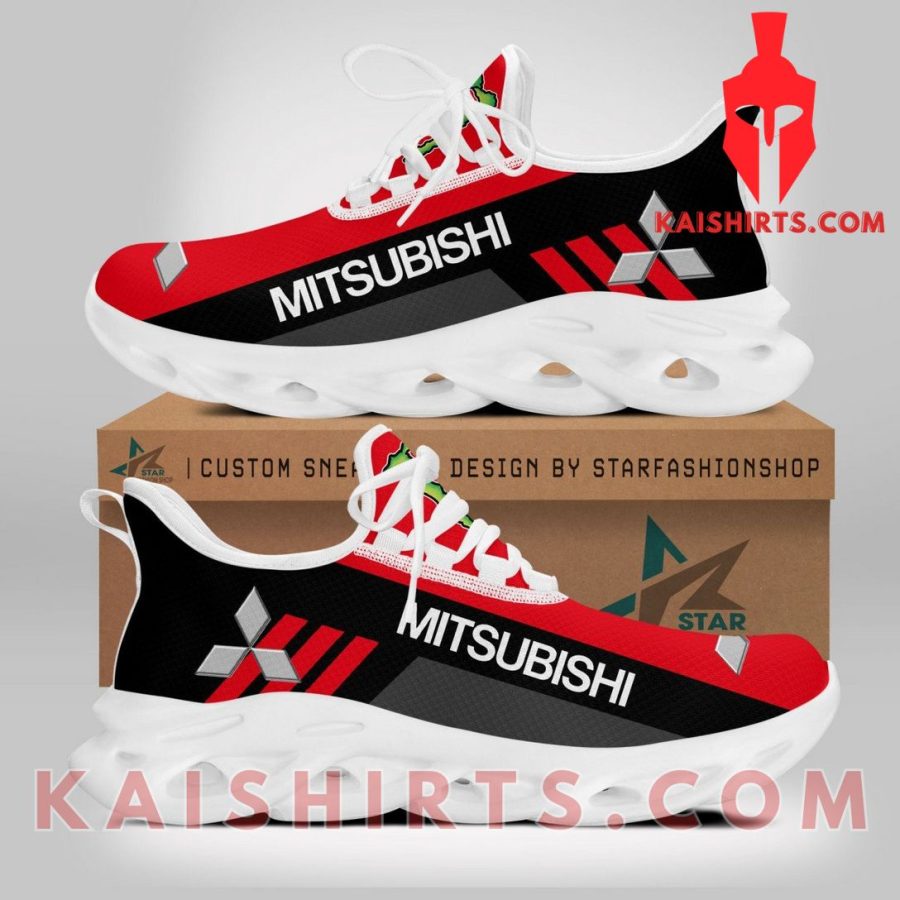Mitsubishi Car Style 4 Custom Name Clunky Maxsoul Sneaker - Black Red Three Stripe Pattern's Product Pictures - Kaishirts.com