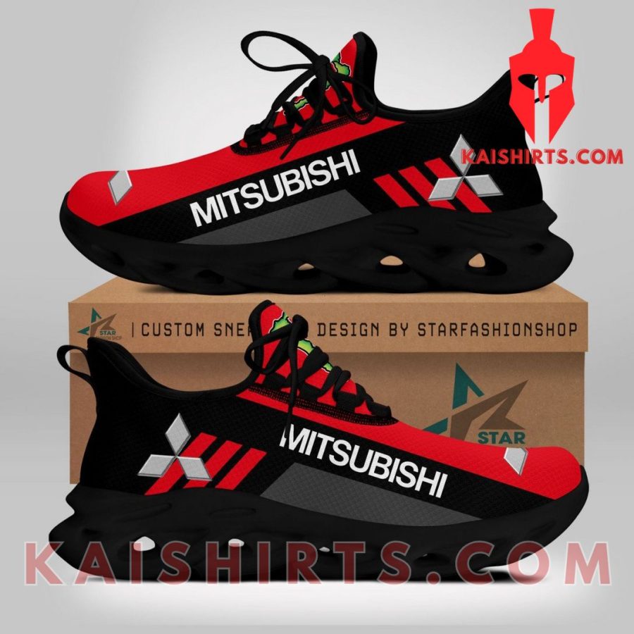 Mitsubishi Car Style 4 Custom Name Clunky Maxsoul Sneaker - Black Red Three Stripe Pattern's Product Pictures - Kaishirts.com